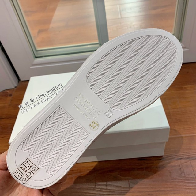 Brunello Cucinelli平底休閒鞋 鞋面牛絨串珠運動女鞋 dx3093